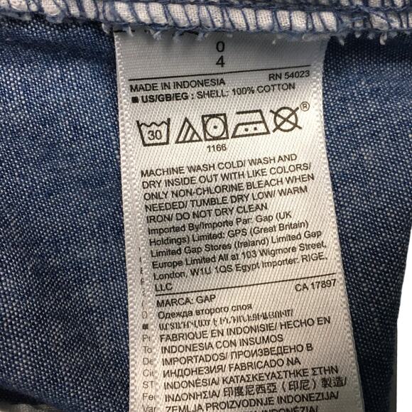 Gap Pants Girlfriend‎ Khaki Indigo Chambray Blue Cotton Women's 0 Casual Work - Picture 11 of 14